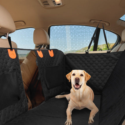 Dog Car Back Seat Cover With Zipper Mesh Window Storage Bags