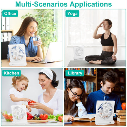 Portable Desk Fan USB Rechargeable Table Cooling Fan Quiet 5 Blades