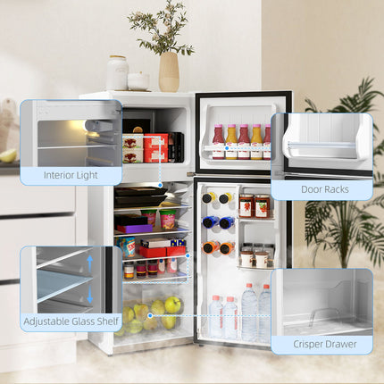 Small Fridge with Freezer, 4 Cu Ft Refrigerator with Reversible Doors,