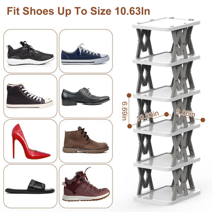 6 Tier Foldable Shoe Rack Vertical Shoe Organizer Narrow Shoe Rack For