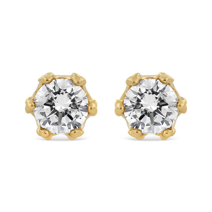 14K Yellow Gold 2.0 Cttw Round Diamond Crown Stud Earrings (I-J Color,