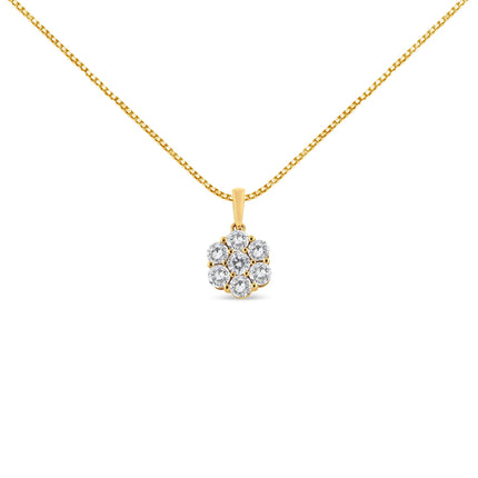14K Yellow Gold 2.00 Cttw Brilliant Round-Cut Diamond 7 Stone Flower