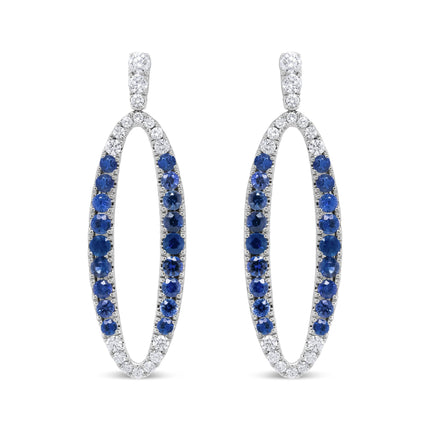 18K White Gold 1.11 Cttw Blue Round Diamond and Blue Sapphire Openwork