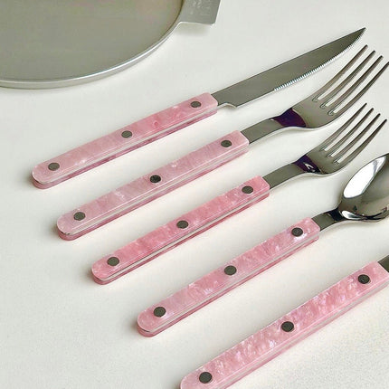 Set of 10 Sleek Modern Pinky Elegant Salt Lake Flatware Cutlery