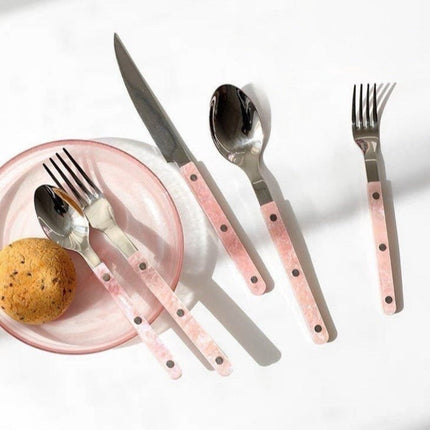 Set of 10 Sleek Modern Pinky Elegant Salt Lake Flatware Cutlery