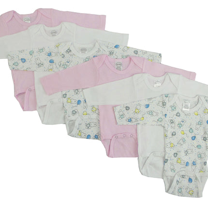Girls' Long Sleeve Printed Onesie Variety 6 Pack