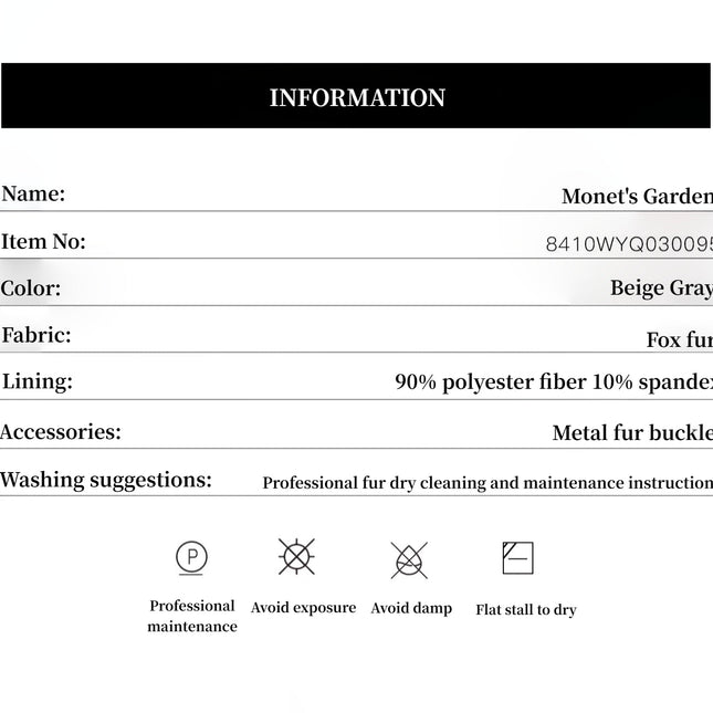 "Monet's Garden" imported high-quality fox fur V-neck spray-colored