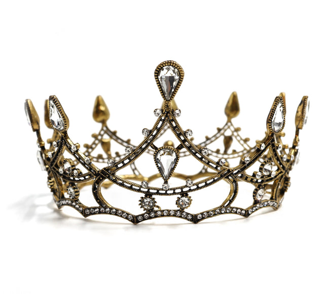 Gothic Structures Mini Crown Tiara in Antiqued Gold
