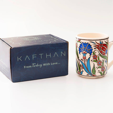 Set of 4 Handmade in Türkiye Ceramic Botanical Mugs - 9 Styles