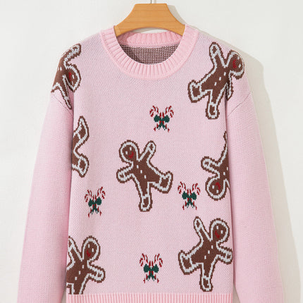 Christmas Ginger Bread Man Round Neck Sweater
