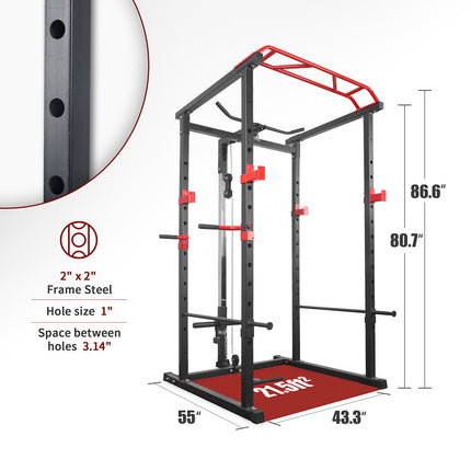 Multi-functional Power Cage Home Adjustable Pullup Squat Rack Capacity