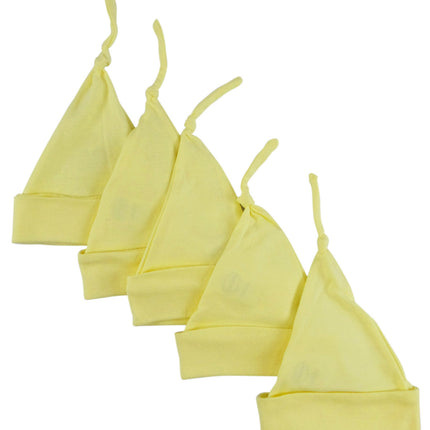 Yellow Knotted Baby Cap (Pack of 5)