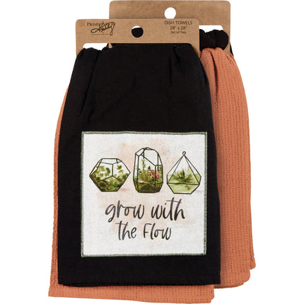 Grow With The Flow Kitchen Towel Set | Cotton Plant Design Tea Dish