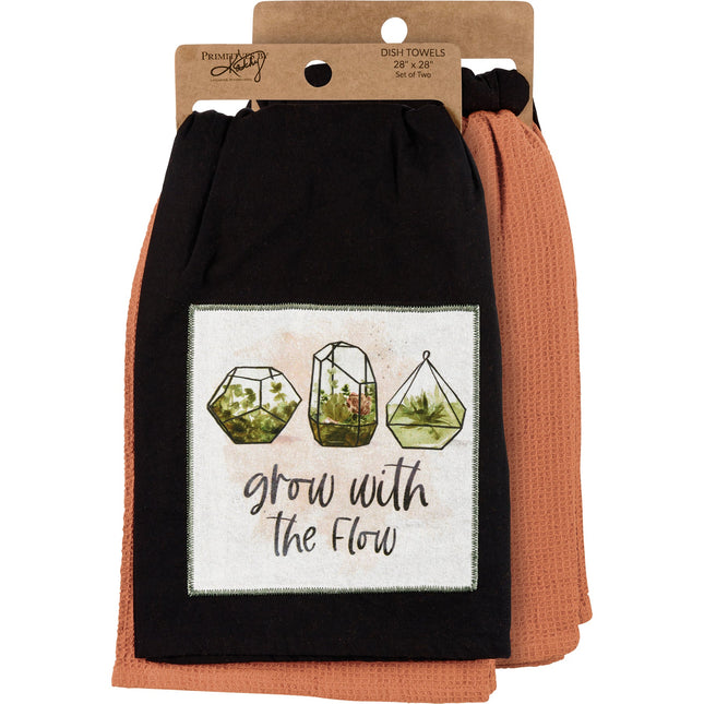 Grow With The Flow Kitchen Towel Set | Cotton Plant Design Tea Dish