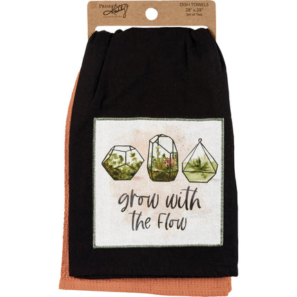 Grow With The Flow Kitchen Towel Set | Cotton Plant Design Tea Dish
