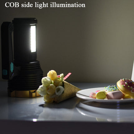 LED Torch USB Rechargeable COB Flashlight Spotlight Camping Light Most