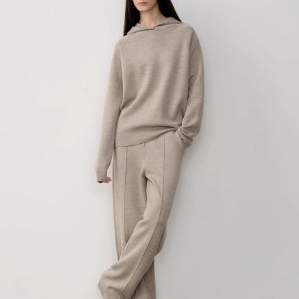 Fireladyfur Women's Wool Knit Hooded Set"Urban One"