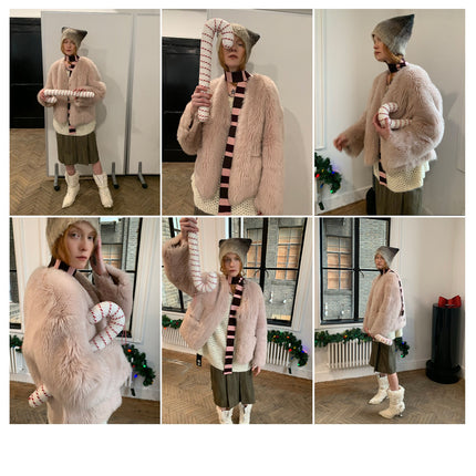 Fireladyfur Women's Pink Tuscan Sheepskin Coat“Babylon Phantom Nights”