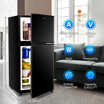 KRIB BLING 3.5Cu.Ft Compact Refrigerator Mini Fridge With Freezer,
