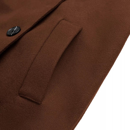 Lapel Collar Belted Wool Blend Coat