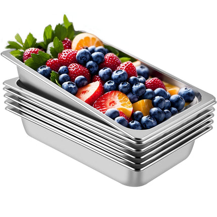 6 Pack Steam Table Pans 20.9 X 12.8 X 3.9 Inch Deep Steam Table Pan