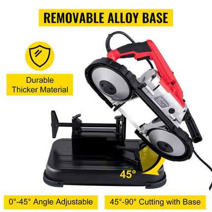 Portable Band Saw, 110V Removable Alloy Steel Base Cordless Band Saw,