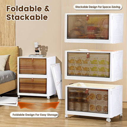 4Pc Foldable Storage Bins With Lid Front Magnetic Door Collapsible