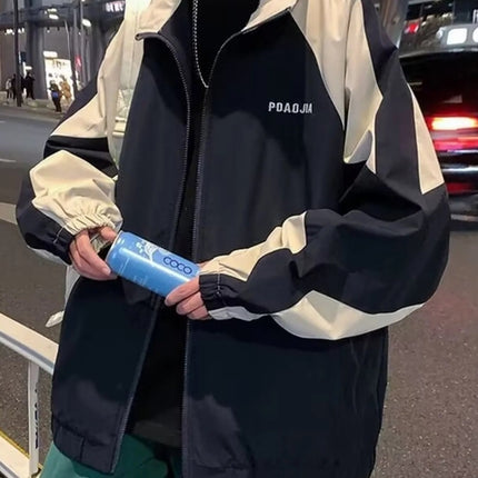 Men's Plus Size Two-Tone Windbreaker Jacket