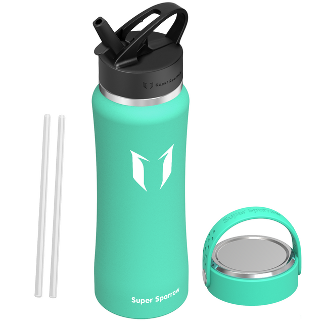 Wide Mouth Stainless Steel Water Bottle with Straw Lid, 32OZ / 1000ML