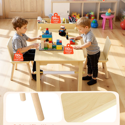 Kids Art Table And Chair Set, Toddler Craft Table With 3 Tiers Storage