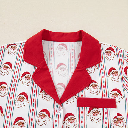 Christmas Santa Claus Ruffle Trim Pajama Set