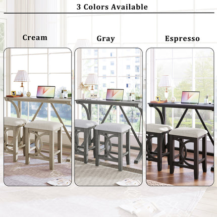 TOPMAx Farmhouse 3- Piece Counter Height Dining Table Set With USB