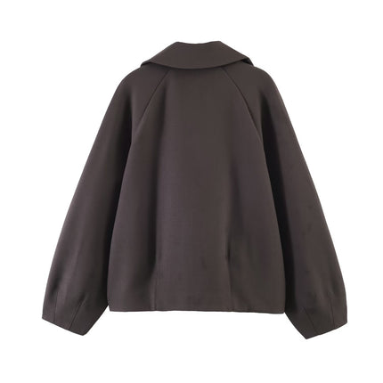 Women Clothing Summer Korean Puff Sleeve Loose Collar Blazer .Ships