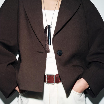 Women Clothing Summer Korean Puff Sleeve Loose Collar Blazer .Ships