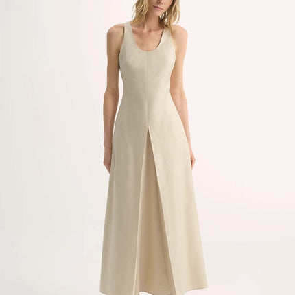 High Density Modal Mulberry Silk Insert U-neck Vest Dress"Simple Love"