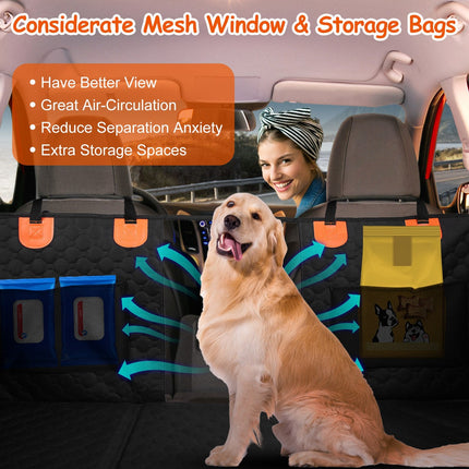 Dog Car Back Seat Cover With Zipper Mesh Window Storage Bags