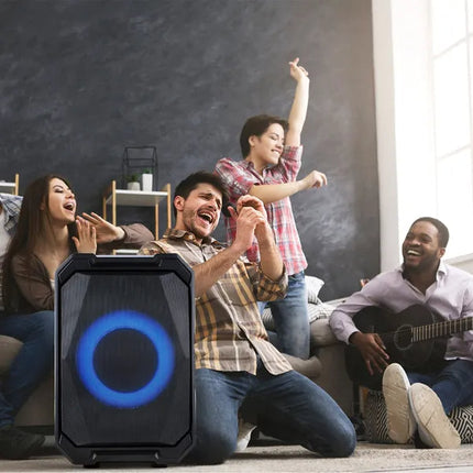 Portable Wireless Party Speaker With LED Light 2 Wireless Mics Remote