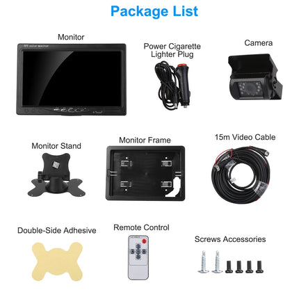 1Pc 7In Screen Backup Camera System Vehicle Rear View Monitor Kit IP67