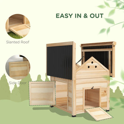 Duck Coop, Wooden Duck House With Openable Roof & Double Doors,