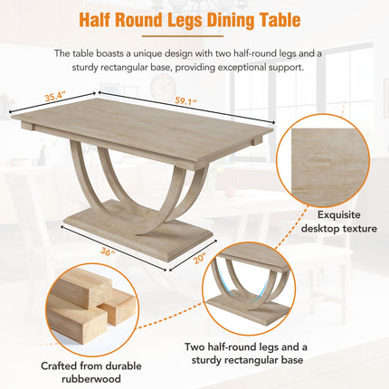 TOPMAx 6- Piece Wood Half Round Dining Table Set Kitchen Table Set
