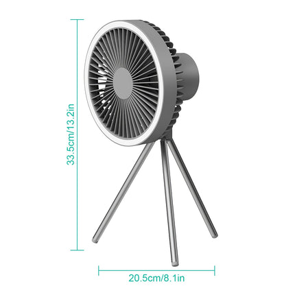 Camping Fan With Lantern Rechargeable Battery Powered Portable Tripod