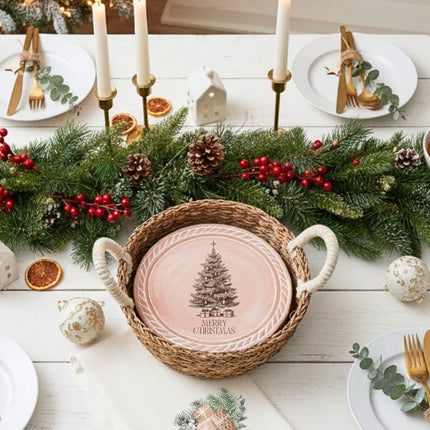 Bread Warmer & Basket Gift Set with Tea Towel - Christmas Truck Round