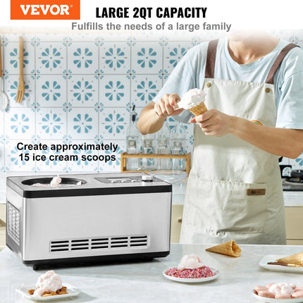 Automatic Ice Cream Maker With Built-in Compressor, 2 Quart No