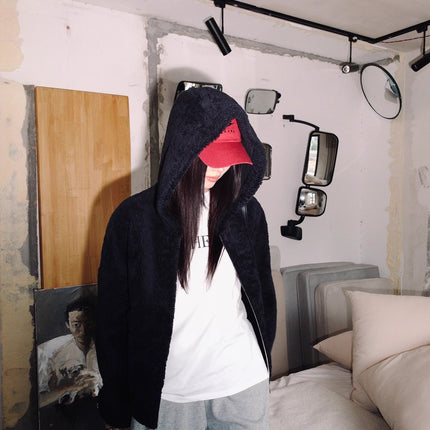 Fireladyfur Women's Hooded Merino Sheepskin Jacket“Bad boy”