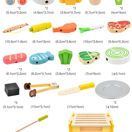 Wooden Play House Kitchen Bbq Set Toy Puzzle