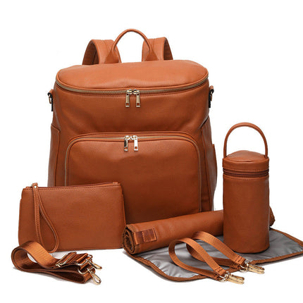 Large Capacity Leisure PU Leather Mommy Backpack