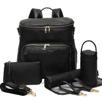 Large Capacity Leisure PU Leather Mommy Backpack
