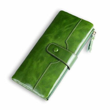 European American Style Ladies PU Leather Oil Wax Wallet