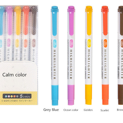 25 Colors Double Head Highlighter Pen Mildliner Colors Fluorescent