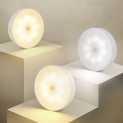 Usb Rechargeable Motion Sensor Light Round Wireless LED